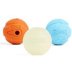 Chuckit! Fetch Medley Assorted Dog Balls - Interactive Rubber Dog Toys, Whistler, Max Glow, Bounce, Compatible with Launcher, Medium, 6.5 cm (Pack of 3)