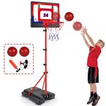 Kids Basketball Hoop Adjustable Height 3.5 ft-6.2 ft Indoor & Outdoor Portable Toddler Basketball Goal with Ball Pump Yard Games Coolest Toys for Boy Girl Age 2-4-6-8 First Playset