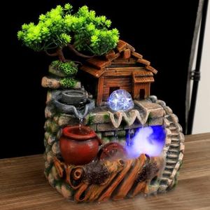 Charocean Fontaine d'intérieur avec éclairage LED - Fontaine de table - Fontaine d'intérieur - Fontaine d'intérieur - Fontaine cascade avec brouillard - Grande fontaine d'intérieur avec plantes pour