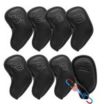 BAIRBRE Golf Iron Covers 8pcs Golf Iron Head Covers 8pcs Golf Iron Headcovers Leather Golf Club Head Covers for Iron Fit Most Brand 5-9 APS