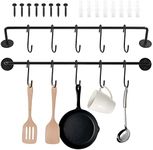 Rustark 32Pcs Black Metal Mug Holder Wall Mounted Coffee Cup Rack Hanger Set, 2Pcs Coffee Mug Wall Rack, 10Pcs Mug Hook, 10 Sets of Screw Wall Anchor, Coffee Mug Hanger Display for Coffee Bar Kitchen