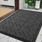 Yimobra Outdoor Door Mat, Heavy Duty Water Absorbent Mud Resistant Easy Clean Entry Outdoor Mats,Non Slip Backing, Exterior Mats for Outside Patio Porch Farmhouse, 75 x 43 cm, Black Gray