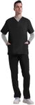 Uniforms World Elvis Scrubs Set for Men — Classic V-Neck Stretch Top & Straight Pants, Elastic Waistband, 7 Pockets