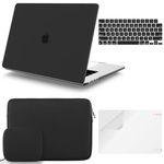 iCasso Compatible with MacBook Air 15 inch Case 2023 Release A2941 M2 Chip, Hard Shell Case, Sleeve, Screen Protector, Keyboard Cover for MacBook Air 15.3'' with Small Bag, Black