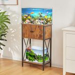 LAQUAL 10 Gallon Fish Tank Stand with Cabinet, Double Aquarium Stand for 10 & 5 Gallon Fish Tank, Heavy Metal Stand with Stable Structure, Adjustable Table Feet & Anti-tilt Device - Rustic Brown