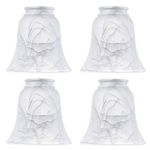 Ceiling Fan Light Covers, Transitional Style Bell Frosted Shade, Milky Scavo Glass Alabaster Shade, Perfect Ceiling Fan Globes Replacement Glass Accessories, Standard 2-1/8" Fitter Size, Pack of 4