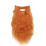 FVCENT Fake Long Beard and Mustache Men's Big Beard Old Man Long Plush Beard Cosplay Halloween Costume (Long Curly Orange)