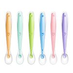 PandaEar 6 Pack Soft Silicone Baby Spoons| Baby Weaning Self Feeding Spoons for Kids Toddlers Children and Infants| BPA Free| Gum-Friendly First Stage