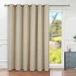 BGment Sliding Door Curtains for Patio 84 Inch Long, Room Darkening Room Divider Blackout Curtains, Extra Wide Thermal Insulated Soundproofing Window Curtains, 1 Panel, Beige, 120 Inches Wide