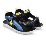 AIRFAX Unisex Child Kids & Boys Casual Indoor,Outdoor Soft Comfortable Lightweight Regular Valcro Floaters Sandals with PU Sole(TROOP_Black & Blue_8)