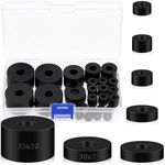 Swpeet 50Pcs 7 Sizes Round Rubber Spacer Assortment Kit, 5/6/8/10mm Anti Vibration Black Rubber Washers Kit, Neoprene Spacer Multi Purpose Thick Rubber Grommets for Home and Car Accessories