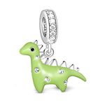 GNOCE Dinosaur Charm Pendant Sterling Silver Purple/Green Enamelled Dinosaur Pendant Charm Fit Bracelet/Necklace Charm for Women(Purple Dinosaur), Metal, Cubic Zirconia