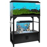 YEMOO Aquarium Stand 20-29 Gallon, 29 Gallon Fish Tank Stand with Aquarium Tools Organizer, 3 Tier Breeder Tank Stand with Storage Cabinet, Heavy Duty Metal Frame for 20 - 29 Gallon Long Aquarium