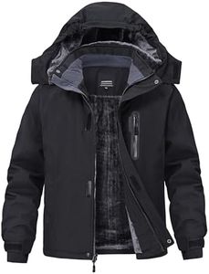 Buyboxs Winter Jackets for Kids Warm Fleece Heavyweight Thermal Boys Waterproof Coat with Hood Insulated Snow Jacket for Youth Black L (10-12)