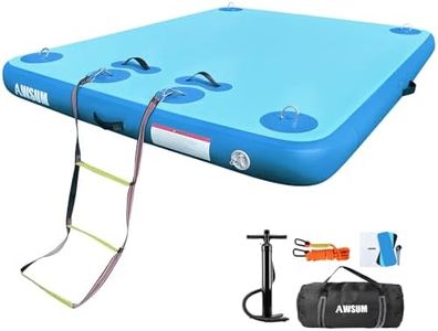 AWSUM Inflatable Floating Dock Air Dock Platform, 10ft Blue Non-Slip Inflatable Water Mat Floating Island Raft for Lake Pool Beach Ocean