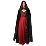 AOOWU Black Cape Halloween Hooded Cape Witch Cosplay Accessories Adult Fancy Dress Costume Adult Grim Reaper Cape Long Cloak for Vampire Halloween Family Party Fancy Dress Masquerade (150cm/59in)