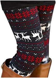 Reindeer and Snowflake Leggings Tights Ethnic Tribal Pants Plus for Women 3XL