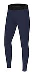 PowerLayer Boys' Running Football Tights Compression Base Layer Leggings - Navy, 8-10 Years