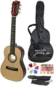 Pyle 30" Beginner Classical Acoustic Guitar - Linden Wood with Case, Strap, Tuner, Picks - Great for Beginners