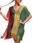 Bsubseach Crochet Cover Up Beach Dresses Swimsuit Coverups for Swimwear Women with Tassel Patchwork