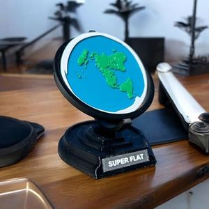 Flat Earth Globe, Fully assembled Flat Earth Model, Desktop Flat Earth Map, Gag Gifts for conspiracy theorists, Fits in hand, made in USA