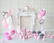 Haosphoto 7X5FT/210X150cm Cake Smash Backdrop Girl's 1st Birthday Backdrops for Photography Paper Flowers Balloons Banner Vinyl Photo Backgroud Baby Shower Girls Room Wallpaper Studio Props CA358