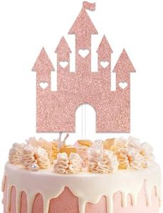 Castle Happy Birthday Cake Topper, Princess Theme Baby Shower Decorations, Princess Prince Wedding Anniversary Party Supplies Rose Gold