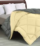 Cloth Fusion Reversible AC Comforter Single Bed Quilt Blanket for Winter (200 GSM, Yellow & Grey)