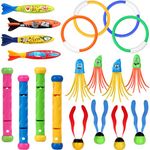 Cakuni Swimming Pool Toys for Diving - Summer Swimming Toys for Kids - Water Toys with Dive Sticks, Rings,Octopus,Torpedo Bandits & Balls for Kids