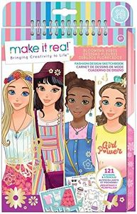 Make It Real - Fashion Design Sketchbook: Blooming Vibes - Fashion Sketchbook for Girls - Kids Fashion Design Kit - Fashion Designer Kits for Girls - Fashion Coloring Book for Girls 6-8-10-12-14