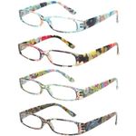 Kerecsen Women's Reading Glasses 4 Pairs Ladies Fashion Spring Hinge Readers (4 Mix Color, 2.75, Diopter)