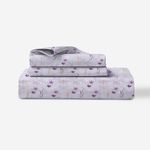 LINENWALAS 100% Cotton Fitted Bed Sheet for King Size Bed, Printed All Around Elastic Bedsheet (72 x 78 Inches) with 2 Pillow Covers | 210 TC Soft, Breathable, Luxury Bedsheet (Haze of Lavendor)