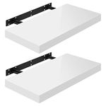 WOLTU High Gloss Floating Shelves,Set of 2 Wall Shelf,CD DVD Storage Corner Shelf, Premium Wooden Shelves for Bedroom LivingRoom kitchen 40x22.9x3.8cm, White, RG9476ws-2