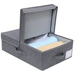 CDs,DVDs Dustproof Clothing Storage Box with Flip Top Lid, Rigid Folding Lidded Storage Baskets for Apartment, Baby Shower, Black Gray