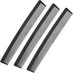 3 Pack Black Carbon Barber Fiber Cutting Comb,Fine Tooth Hair Comb,Hairdressing Styling Combs,Heat Resistant Combs,Styling Combs for Salon (Style G)