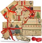 12 Packs Christmas Cookie Boxes with Window,Bakery Treat Boxes Gift Baking Box Christmas Kraft Gift Boxes with Ribbons and DIY Gift Tags for Gift Giving, Pastry, Candy, Party Favors (Small)