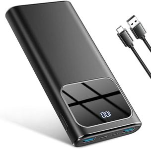 Power Bank, Portable Charger 10000mAh with PD 15w Fast Charging, 4 Outputs 3 Inputs with Built in TypeC, USBA Battery Pack, Compatible with iPhone 17 16 15 14 Pro Max Samsung Android Cell Phone etc