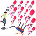 COSOOS Rocket Launcher for Kids, 12 Foam Rockets Toy & Sturdy Stomp Launch Pad, Adjustable 2in1 Air Rocket Set Shoots Up to 100 Ft, Fun Sport Outdoor Toys for Kids Boys Girls