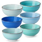 vancasso Bonita Small Bowls Set of 6, 380ml Ceramic Cereal Bowls, Dipping Bowls, Serving Bowls for Soup, Dessert, Snack, Porridge, Rice, Dishwasher & Microwave Safe, Cool Color