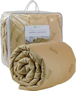 HealthyLine Camel Hair Winter Down Alternative Comforter - Natural Breathable Wool Blanket | Cotton, 233TC, 300 GSM - Duvet Insert with Corner Tabs, King Size: 102″ x 86″