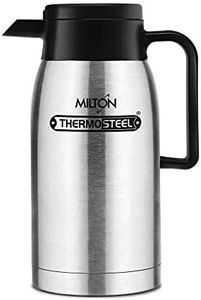 Milton Omega 1000 Thermosteel Vacuum Insulated 24 Hours Hot or Cold Carafe, 1000 ml, Silver | 100% Leak Proof | Easy to Carry | Ideal for Tea | Coffee | Juice | Water