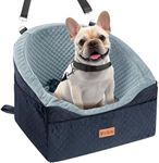 Vivifying Small Dog car seat, Dog Booster Seat Memory Foam, Elevated, Washable, Front/Rear Use Under 10KG（Black&Grey）