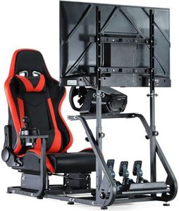 Dardoo G923 Racing Simulator Cockpit with Monitor Frame Fits for Logitech/Thrustmaster/Fanatec/PS4/PC G29 G920 T80 T150,Gaming Wheel Stand with Seat,Not Included Shifter,Wheel,Pedals and Display