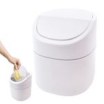 WSAMJIN Plastic Mini Trash Can with Lid - Tiny Waste Bin Wastebasket for Bathroom Vanity, Desktop or Coffee Tabletop - Dispose of Cotton Rounds, Makeup Sponges, Tissues - 2 Liter