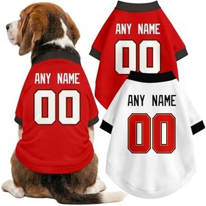 DALLASC Tampa Bay Dog Clothes Jersey Style Personalized Pet T Shirt with Custom Name Number for Small Medium Large Dogs
