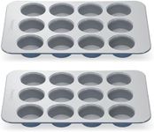 Caraway Non-Stick Ceramic 12-Cup Muffin Pan Duo - Naturally Slick Ceramic Coating - Non-Toxic, PTFE & PFOA Free - Perfect for Cupcakes, Muffins, and More - Slate