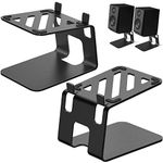 VAYDEER Desktop Speaker Stands with Vibration Absorption Pads, Metal Speaker Stands Pair Support Up to 40lbs,Bookshelf Speaker Stands for Better Audio Experience (7.09 x 5.51 x 5.12 inch)