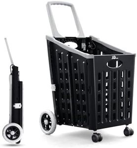 SNSUTY Foldable Shopping Trolley, 70L Collapsible Utility Cart, Folding Portable Crate Handcart, Large Removable Laundry Basket, Suitable for Office, Shopping, Picnic, Grocery, Laundry