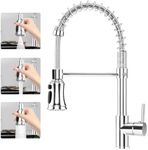 Hanviter Pull Out Kitchen Tap: 360° Swivel 3 Spray Modes Kitchen Mixer Tap, Commercial Sink Mixer Tap Single Handle Kitchen Taps, Cold and Hot Mixer Kitchen Sink Taps with Standard Fittings (Chrome)