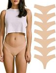 SHARICCA Women No Show Seamless Underwear Thong Invisible Soft Panties Multi Pack, (7 Pack) 7 Beige, X-Small